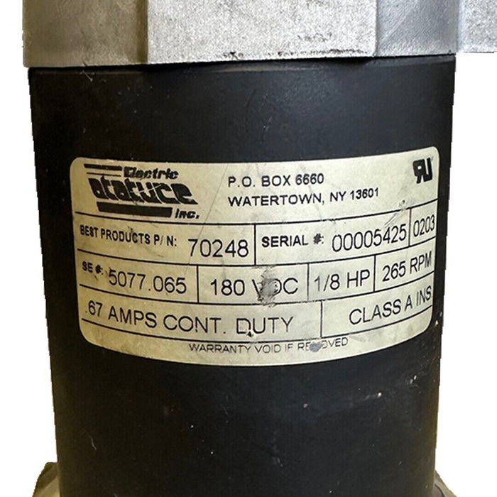 ELECTRIC ATATUCE BEST PRODUCTS 70248 MOTOR 1/8HP 265RPM 5077.065 / 5077065