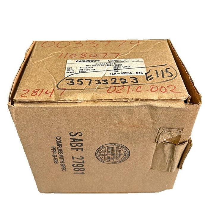 NIB ASHCROFT 45-2462SS-04L-5000# DURAGAUGE SIZE: 4-1/2'' RANGE: 5000#