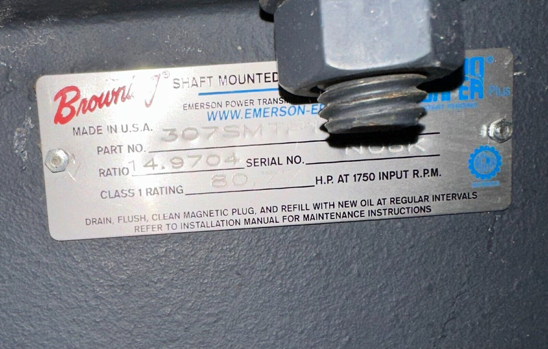 BROWNING 307SMTP15 TORQ TAPER SHAFT MOUNTED REDUCER 15:1 RATIO 80.77HP NSNP
