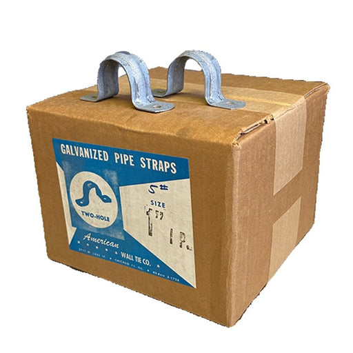 BOX OF 100 NEW AMERICAN WALL TIE CO. 026-115 / 026115 1'' GALVANIZED PIPE STRAPS