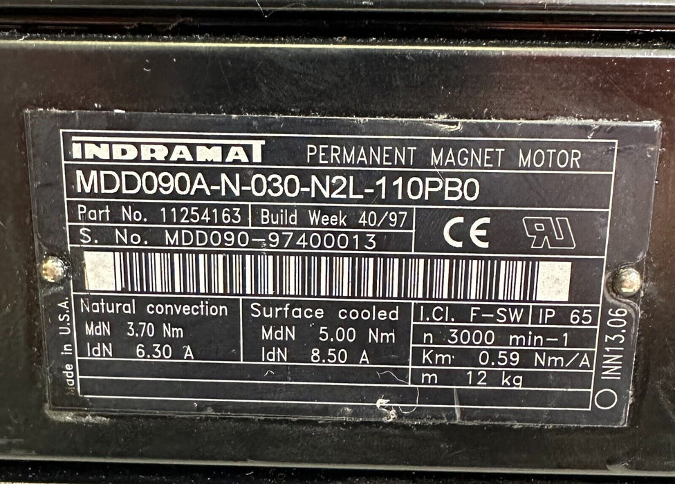 REPAIRED BOSCH REXROTH MDD090A-N-030-N2L-110PB0 SERVO MOTOR 3.7Nm R911254163