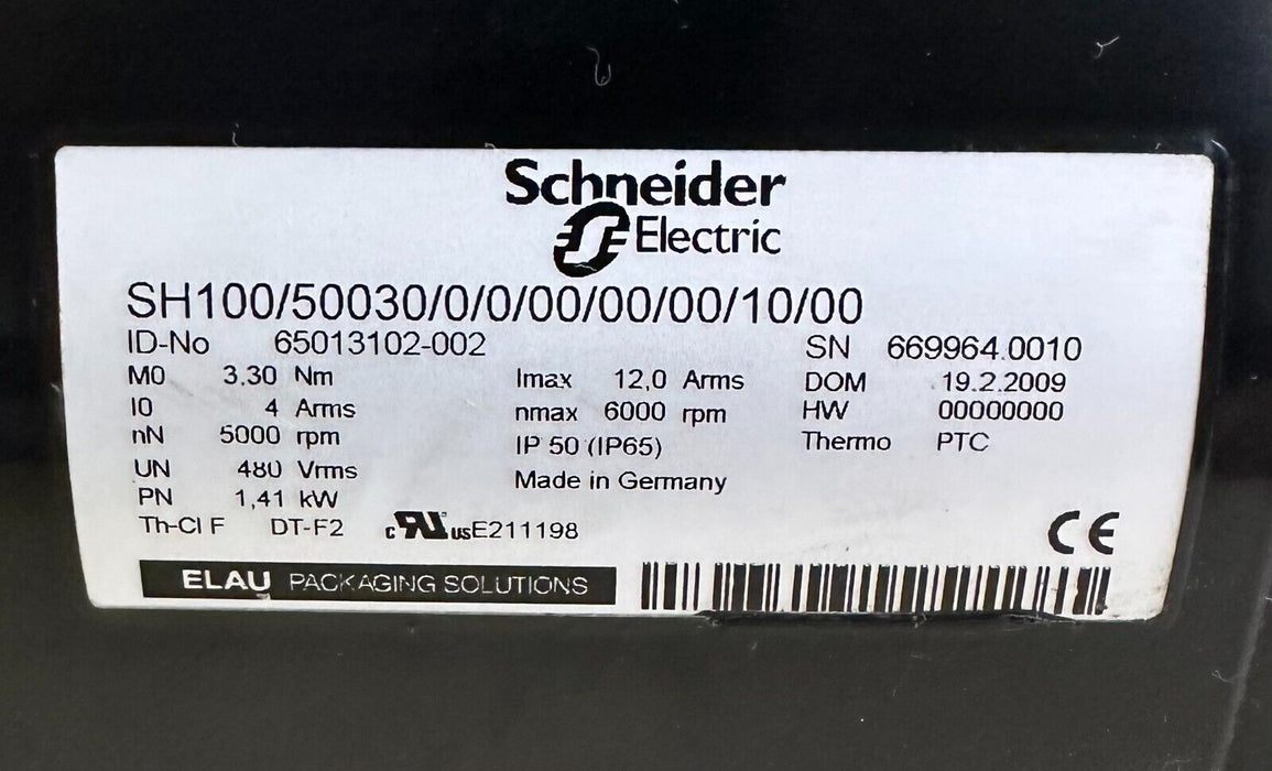 SCHNEIDER ELECTRIC SH100/50030/0/0/00/00/00/10/00 PacDrive SERVO 65013102-002