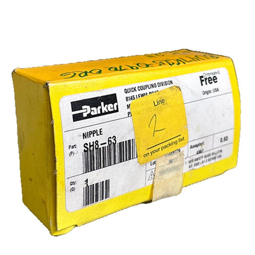 NEW PARKER SH8-63 / SH863 HYDRAULIC HOSE NIPPLE 50GPM