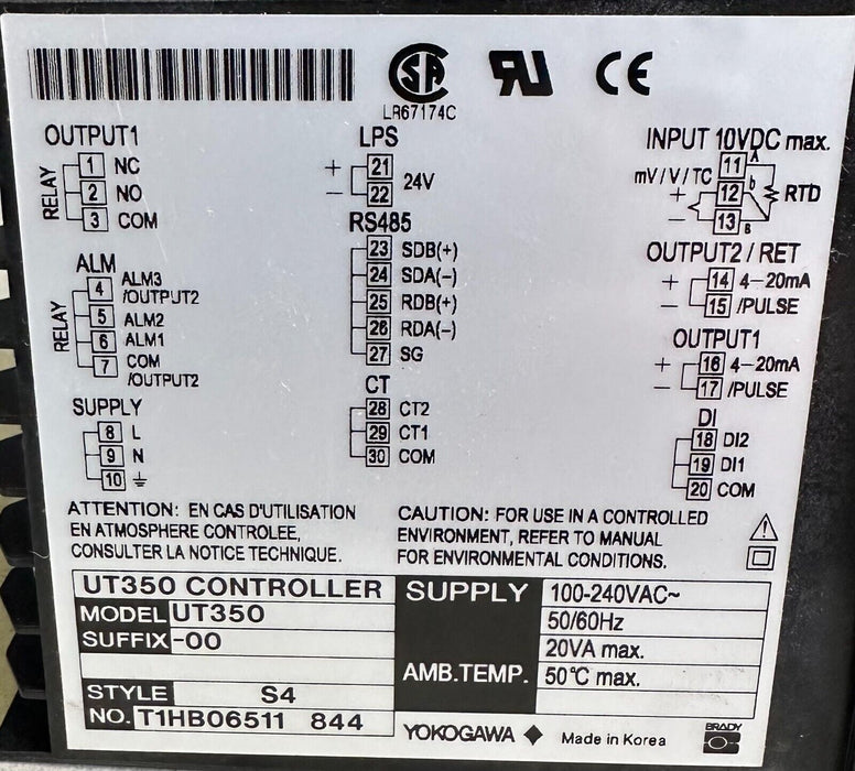 For Parts YOKOGAWA UT350-00 / UT35000 PROCESS CONTROLLER T1HB06511 *BAD BUTTONS