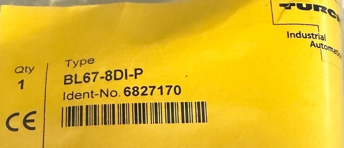 NEW TURCK BL67-8DI-P / BL678DIP BL67 SYSTEM I/O MODULE 8-PT DIGITAL 6827170