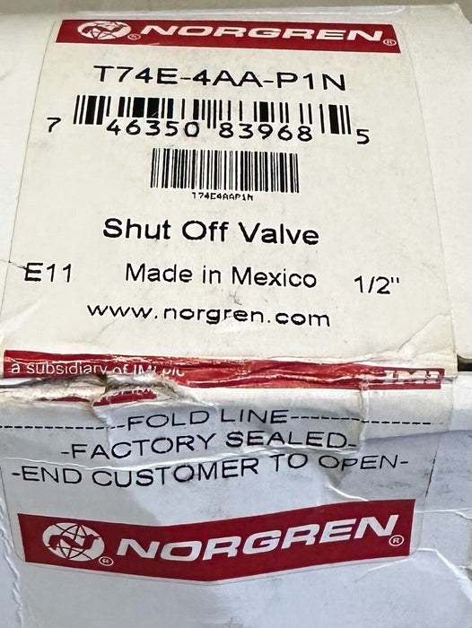 NEW SEALED IMI NORGREN T74E-4AA-P1N / T74E4AAP1N 1/2'' NPT SHUT-OFF VALVE E11
