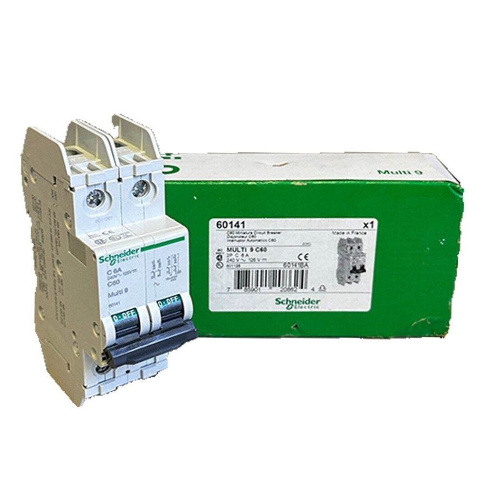 NEW SCHNEIDER ELECTRIC 60141 Multi 9 C60 MINITURE CIRCUIT BREAKER 2-POLE 6A