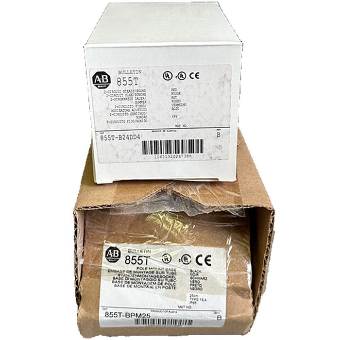 NEW ALLEN BRADLEY 855T-B24DD4 /B RED 2-CIRCUIT STEADY/SOUND W/ 855T-BPM25 B BASE