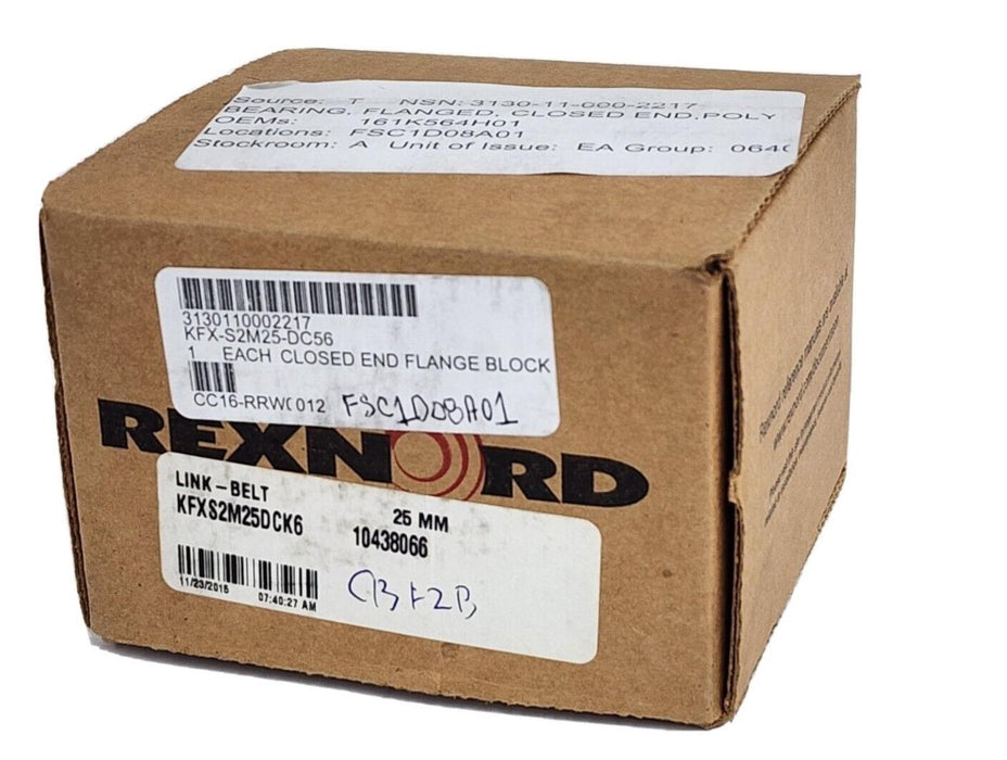 NIB REXNORD KFXS2M25DCK6 FLANGE BALL BEARING BORE: 25MM
