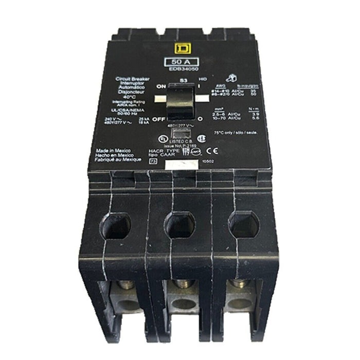 SQUARE-D EDB34050 MINI E-FRAME CIRCUIT BREAKER 50A 3-POLE 240VAC