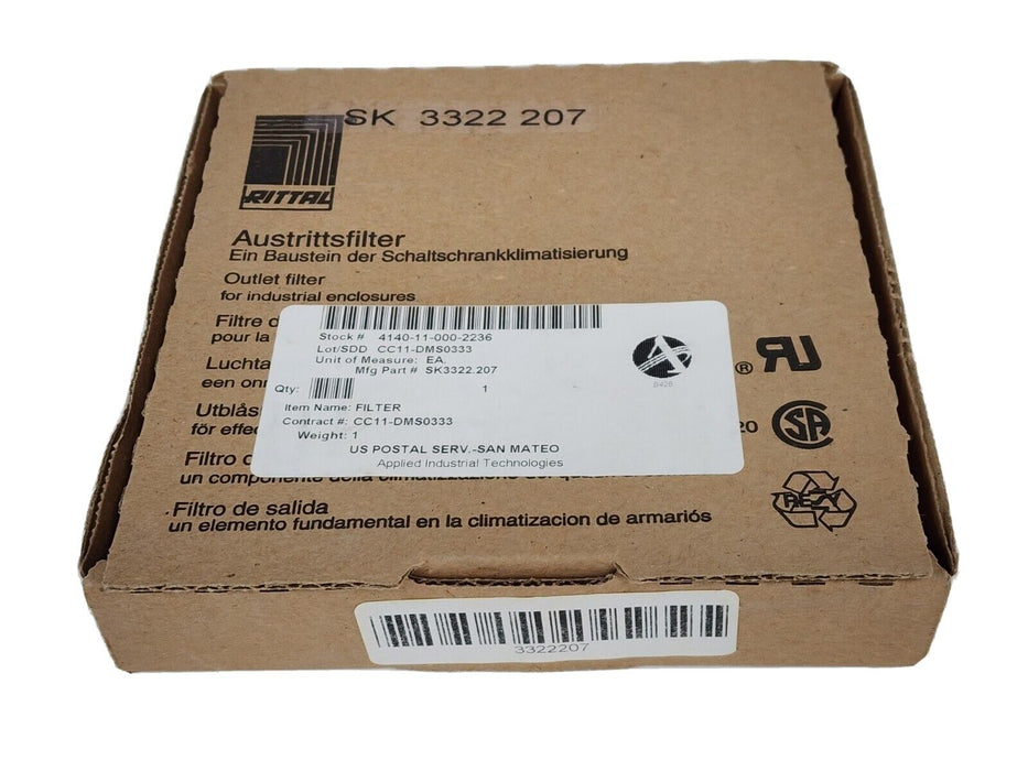 NIB RITTAL SK-3322.207 FAN/FILTER ASSEMBLY PLASTIC SK 3322207