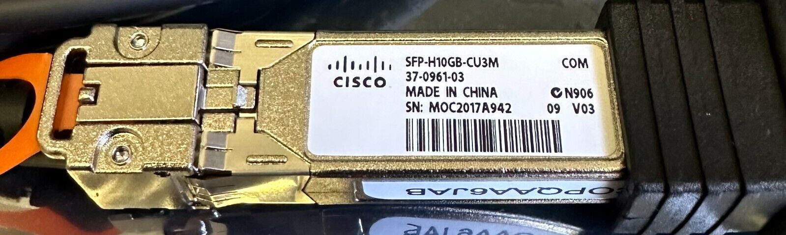 NEW CISCO 37-0961-03 / 37096103 3M TWINAXIAL CABLE SFP-H10GB-CU3M / SFPH10GBCU3M