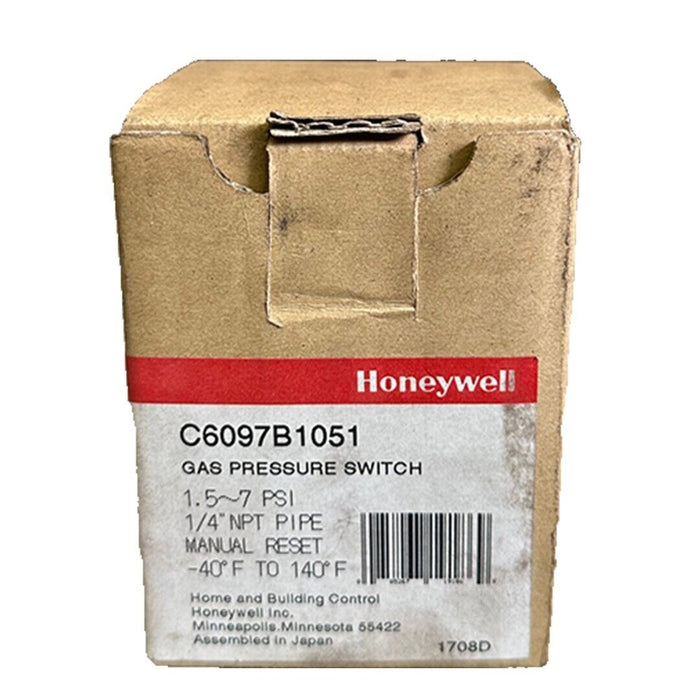 NEW HONEYWELL C6097 B 1051 / C6097B1051 GAS PRESSURE SWITCH 1.5-7PSI 1/4''NPT