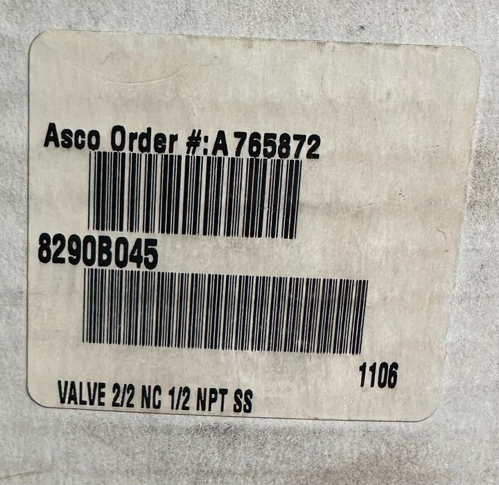 NEW ASCO 8290B045 PRESSURE OPERATED PISTON VALVE 2-PORT 1/2'' NPT 240PSI A765872