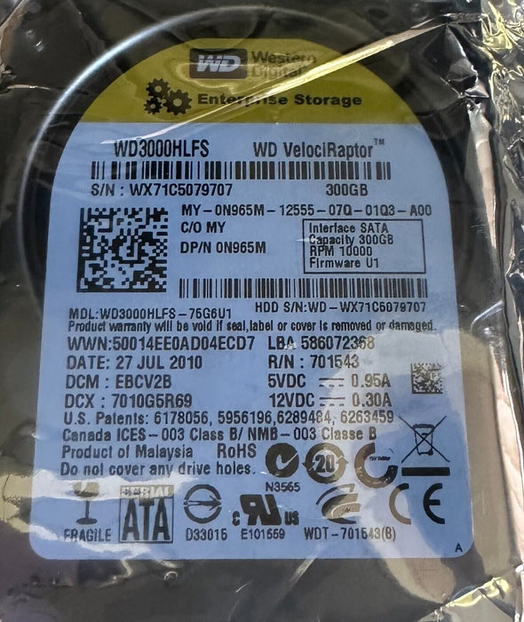 NEW WESTERN DIGITAL WD3000HLFS WD VelociRaptor 300GB INTERNAL HARD DRIVE