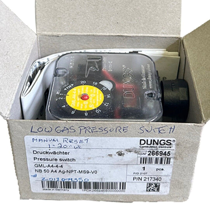 NEW DUNGS GML-A4-4-4 / GMLA444 LOW GAS PRESSURE SWITCH 217340 NB 50 A4 Ag-NPT