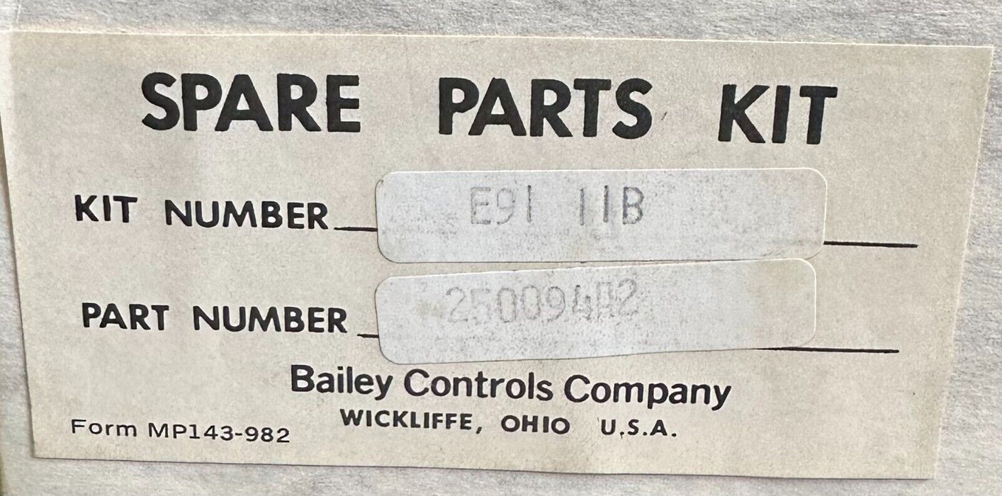 NEW BAILEY CONTROLS E91-11B / E9111B SPARE PARTS KIT 250094A2