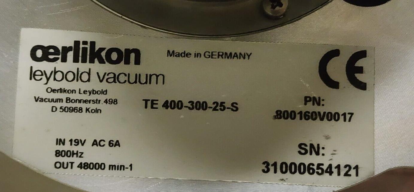 OERLIKON LEYBOLD 800160V0017 TURBOVAC CARTRIDGE PUMP TE 400-300-25-S (FOR PARTS)
