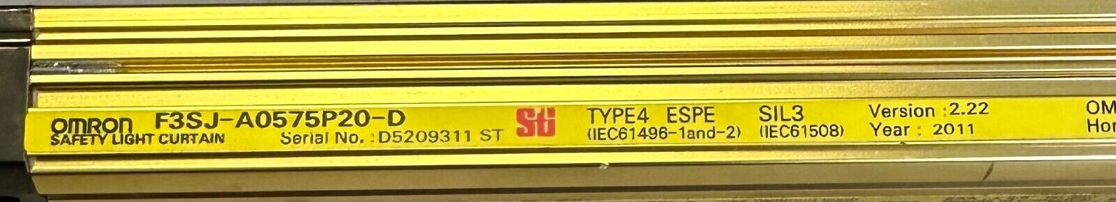 OMRON STI F3SJ-A0575P20-D / F3SJA0575P20D SAFETY LIGHT CURTAIN V. 2.22 ESPE