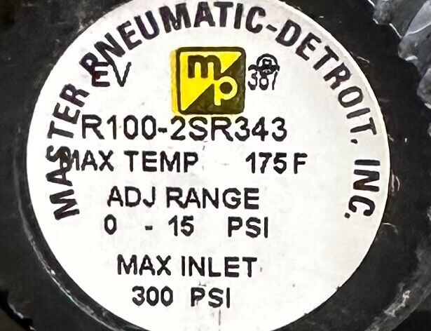 NEW MASTER PNEUMATIC R100-2SR343 / R1002SR343 REGULATOR / FILTER 0-15PSI ADJ