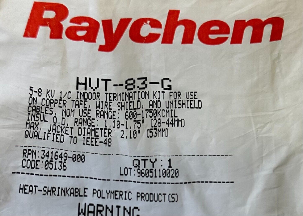 NEW RAYCHEM HVT-83-G / HVT83G 5-8KV 1/C INDOOR TERMINATION KIT 341649-000