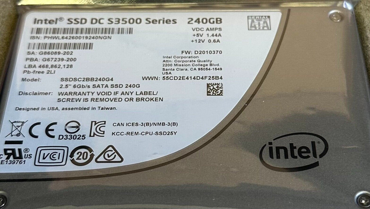NEW INTEL SSD DC S3500 SERIES 260GB INTERNAL SSDSC2BB240G401 SSDSC2BB240G4