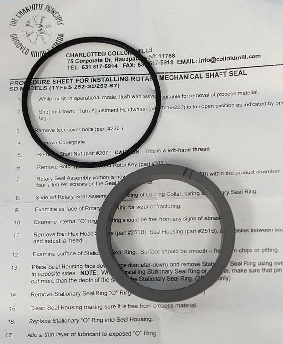 NIB CHEMICOLLOID LABORATORIES INC. 252-7-RM85-40 MECHANICAL SHAFT SEAL SD-40