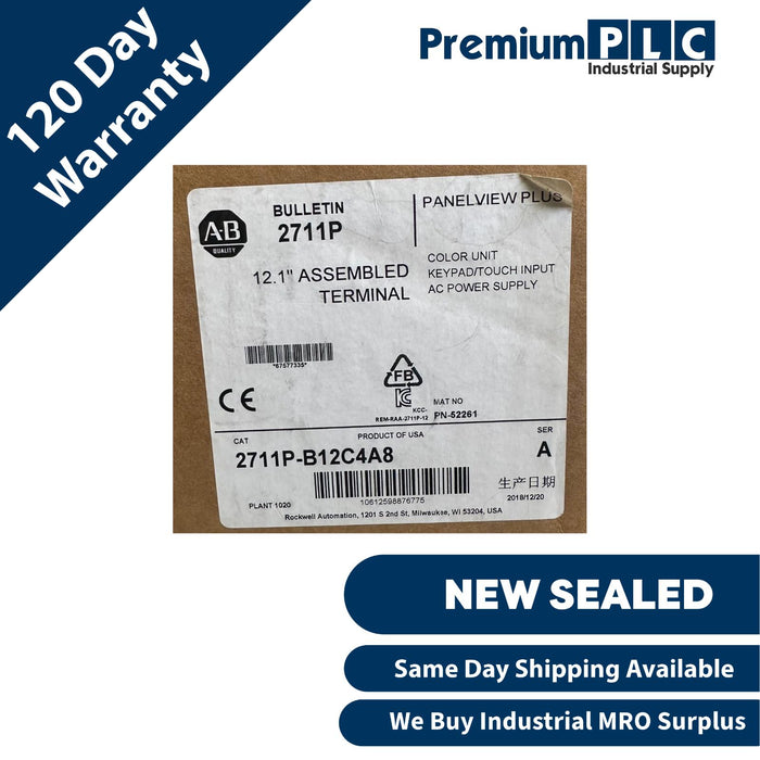 NEW SEALED ALLEN BRADLEY 2711P-B12C4A8 /A PanelView Plus 1250 AC COLOR TOUCH