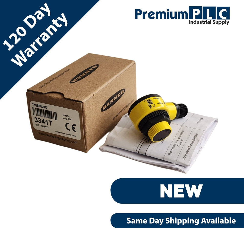 NEW BANNER T18SP6LPQ EZ-BEAM T18 SERIES BARREL-MOUNT SENSOR 4-PIN M12 P/N 33417