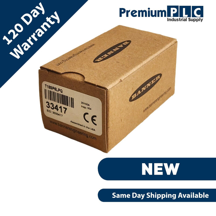 NEW BANNER T18SP6LPQ EZ-BEAM T18 SERIES BARREL-MOUNT SENSOR 4-PIN M12 P/N 33417