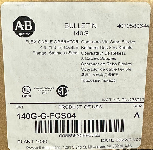 NEW SEALED ALLEN BRADLEY 140G-G-FCS04 /A 4FT FLEX-CABLE OPERATOR 140GGFCS04 2022