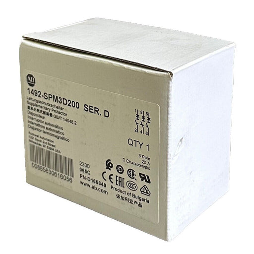 NEW ALLEN BRADLEY 1492-SPM3D200 /D SUPPLEMENTARY PROTECTOR 3P 20A 1492SPM3D200
