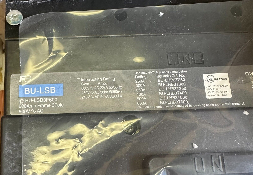 FUJI ELECTRIC BU-LSB3F600 / BU-LSB3600 Auto-Breaker 600A BU-LSB BU-LSB3600L NSMP