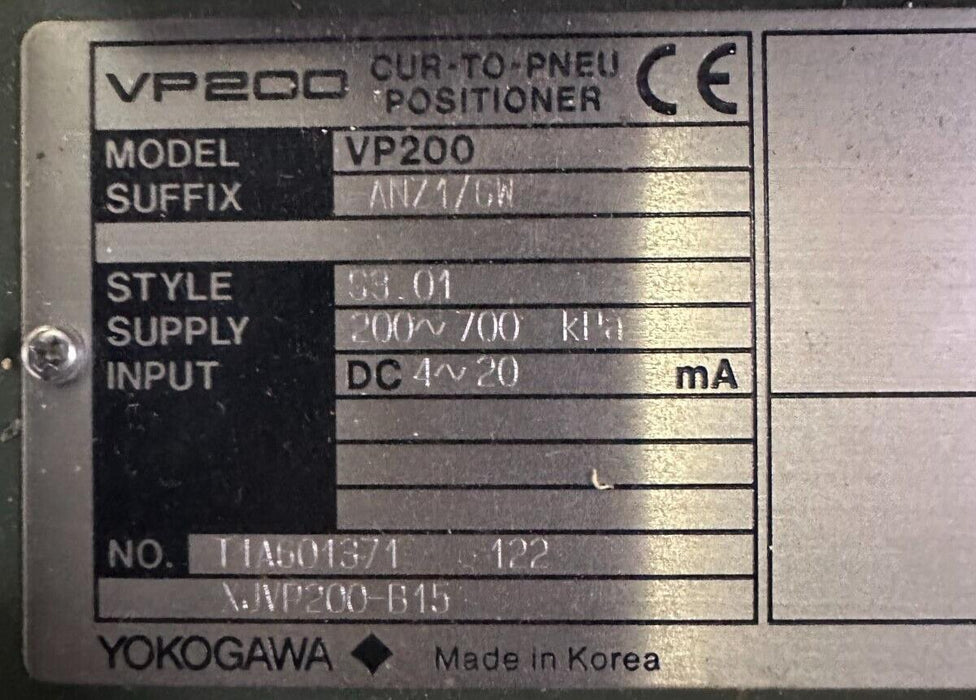 NEW YKV VALTEK GV01 1'' VALVE MYTBVC2 W/ YOKOGAWA VP200 POSITIONER VP200-ANZ1/GW