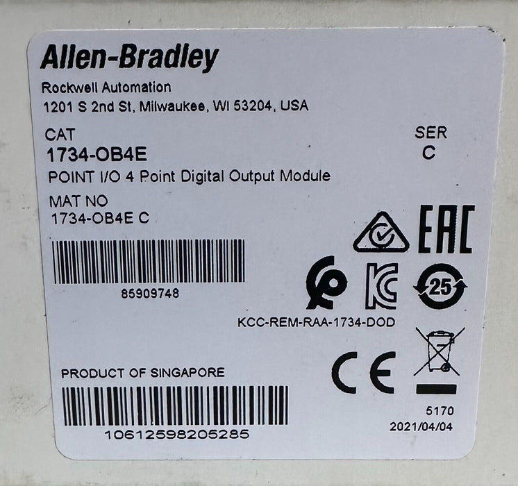 6 NEW ALLEN BRADLEY 1734-OB4E /C POINT I/O 4-PT  DIGITAL OUTPUT MODULE 1734OB4E