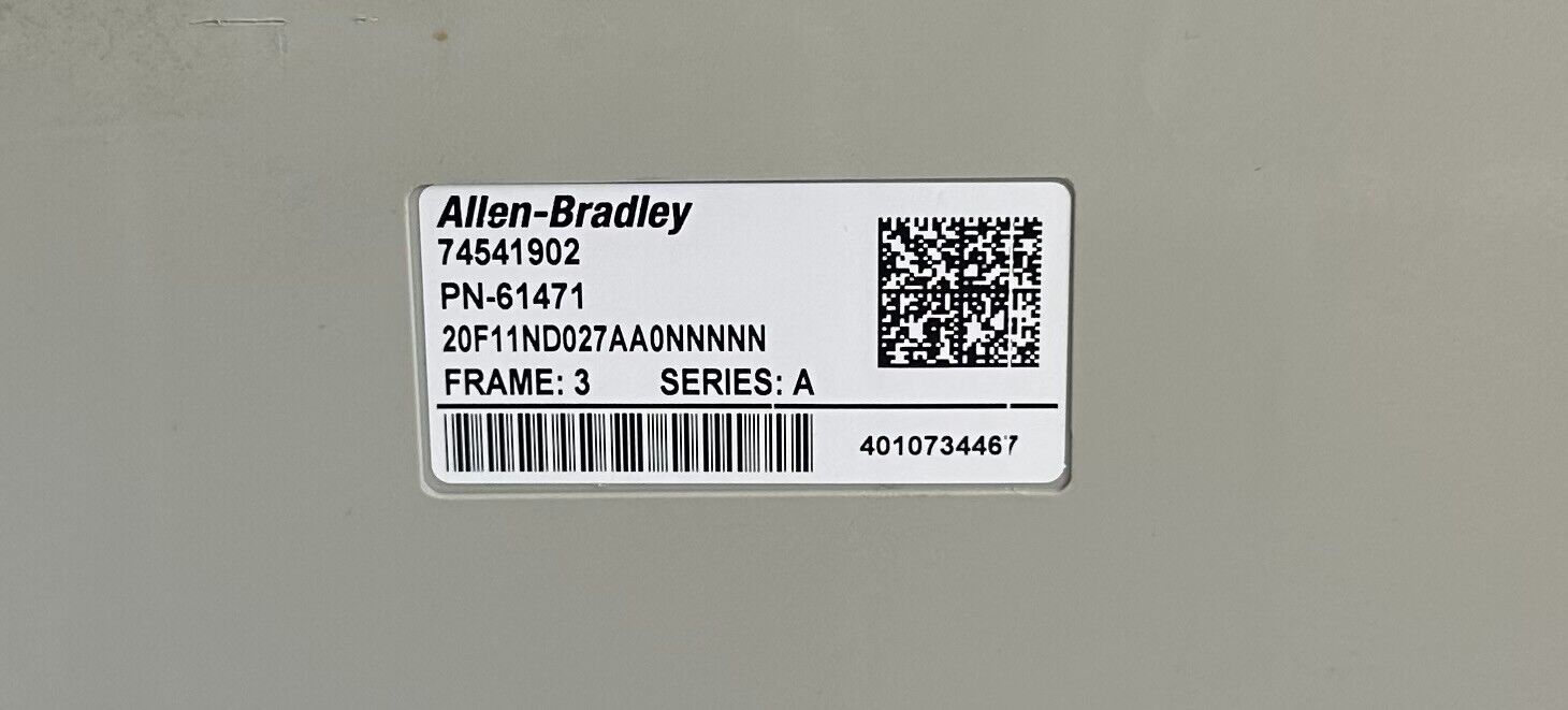 ALLEN BRADLEY 20F11ND027AA0NNNNN /A PowerFlex 753 AC DRIVE 15kW/20HP 432-528V