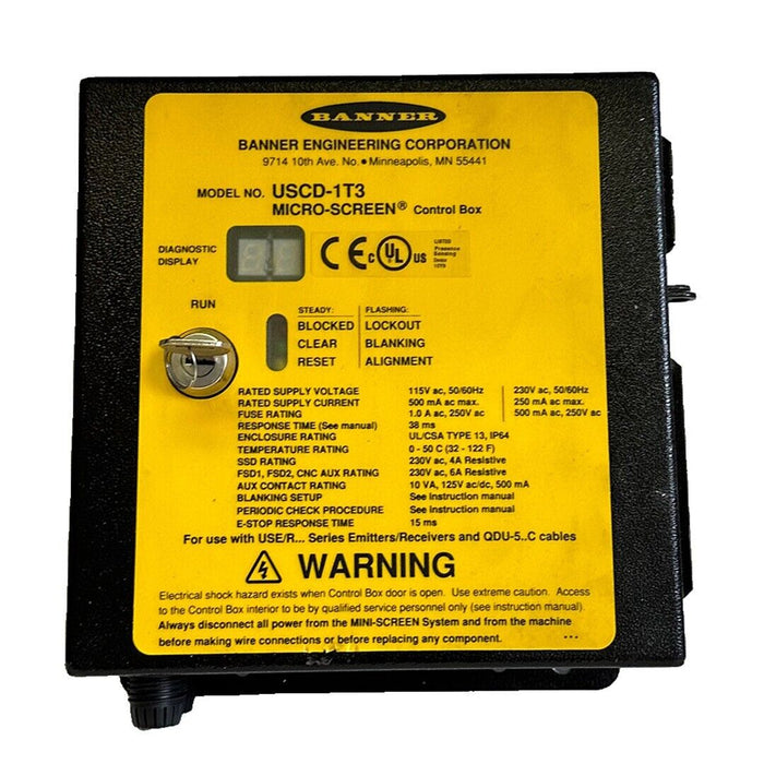 BANNER USCD-1T3 / USCD1T3 MICRO-SCREEN CONTROL BOX MSA-RM-2 MSA-PSD-1 50/60Hz
