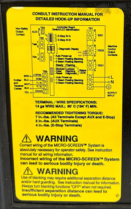 BANNER USCD-1T3 / USCD1T3 MICRO-SCREEN CONTROL BOX MSA-RM-2 MSA-PSD-1 50/60Hz
