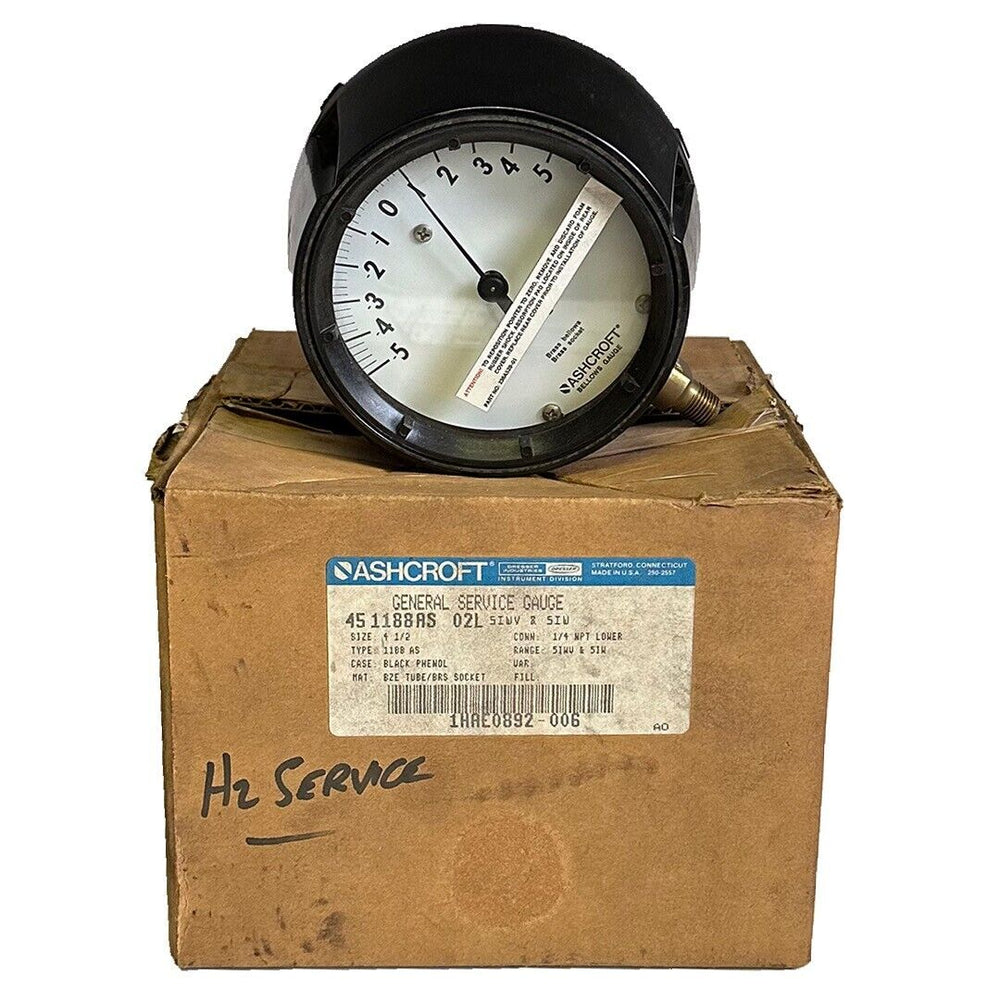 NEW ASHCROFT 451188AS 02L GENERAL SERVICE GAUGE 4-1/2'' 5IWV & 5IW BLACK 1188 AS
