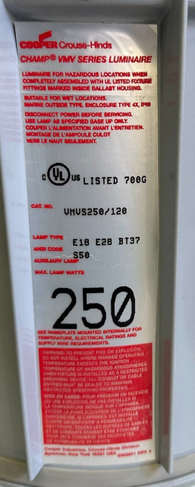 COOPER VMVS250/120 / VMVS250120 CHAMP VMV SERIES LUMINAIRE 250W *COMES AS SEEN