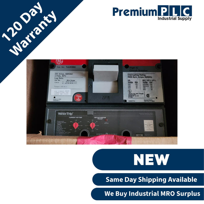 NEW GE TJL4V2602 MicroVersaTrip CIRCUIT BREAKER 200A 600V 3P W/ T4VT TRIP 200A