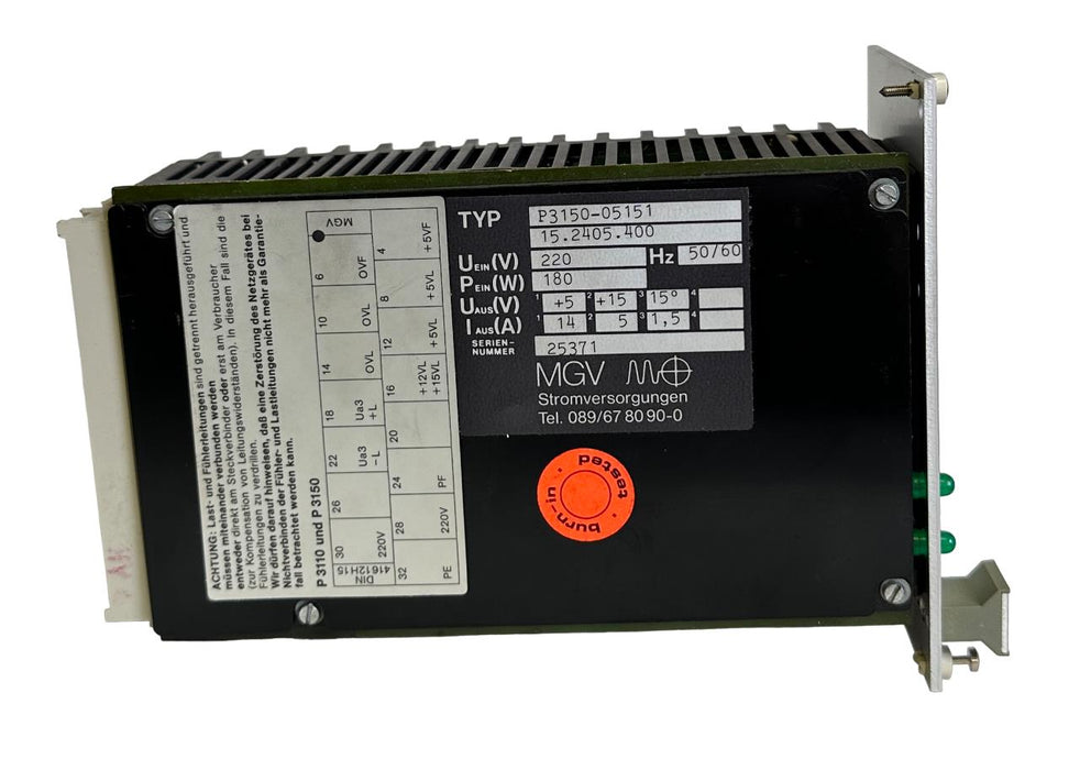 NEW MGV MO P3150-05151 / P315005151 POWER SUPPLY 220V 180W 50/60Hz 15.2405.400