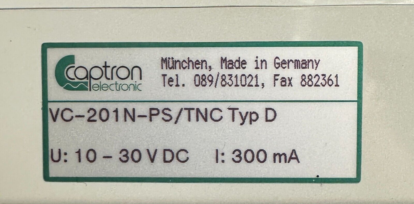 NEW CAPTRON ELECTRONIC VC-201N-PS/TNC / VC201NPSTNC TYPE-D SENSOR 10-30Vdc 300mA