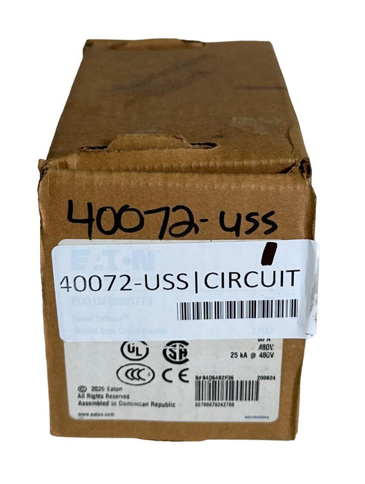 NEW EATON PDG13F0080TFFJ Power Defense MOLDED CASE CIRCUIT BREAKER 80A 480V PDG1