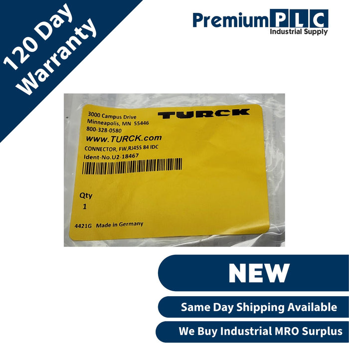 NEW TURCK U2-18467 U2 Series CONNECTOR, FW, RJ45S 84 IDC ETHERNET FIELD WIREABLE