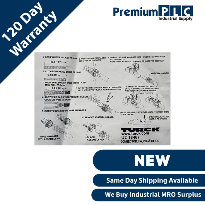 NEW TURCK U2-18467 U2 Series CONNECTOR, FW, RJ45S 84 IDC ETHERNET FIELD WIREABLE