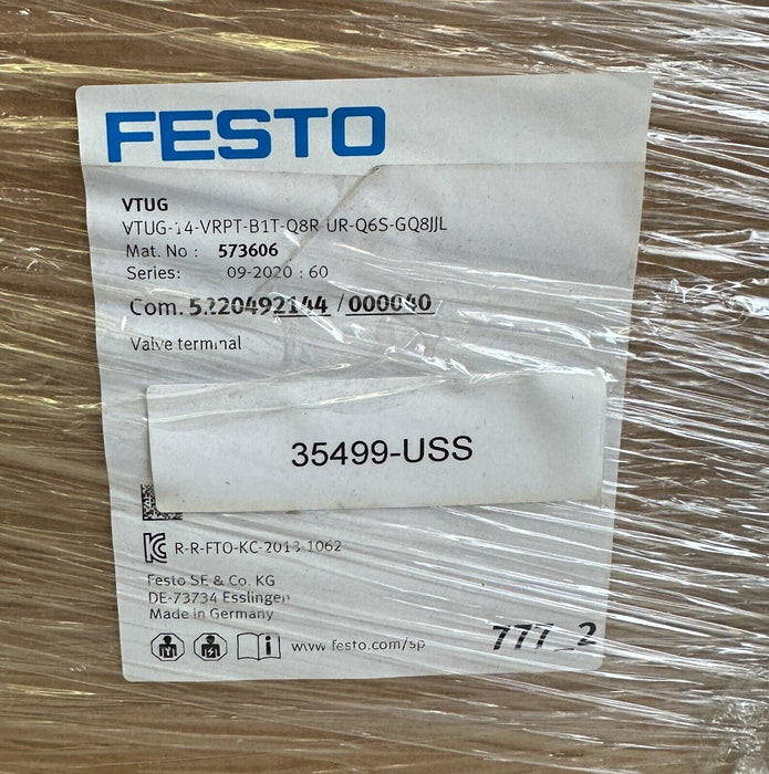 NEW FESTO VTUG-14-VRPT-B1T-Q8R-UR-Q6S-GQ8JJL PLUG-IN VALVE TERMINAL 573606