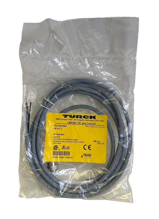 NEW TURCK RK 4T-2 / RK4T2 EURO SINGLE-ENDED M12 CORDSET 2M U2151