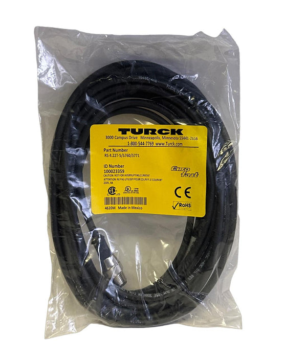 NEW TURCK RS 4.22T-5/S760/S771 / RS422T5S760S771 EURO M12 SINGLE-ENDED 100023359