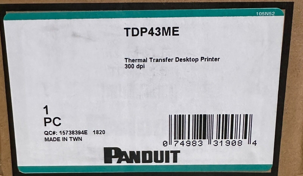 PANDUIT TDP43ME THERMAL TRANSFER DESKTOP PRINTER 300dpi 24Vdc 2.5A TDP43ME/E